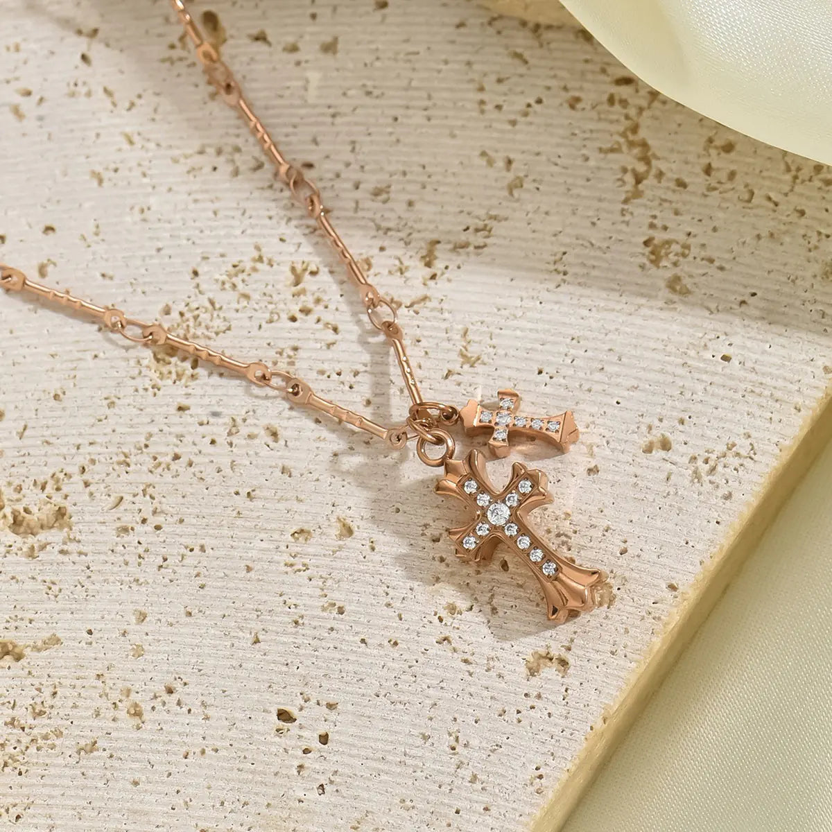 Double Cross Vintage Cross Long Pendant Necklace
